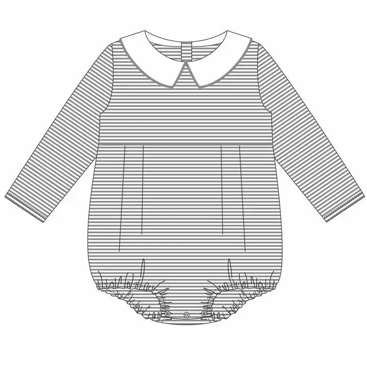 Long Sleeve Peter Pan Collar Bubble - Gray