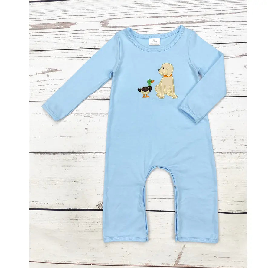 Boy's Dog Duck Applique Romper