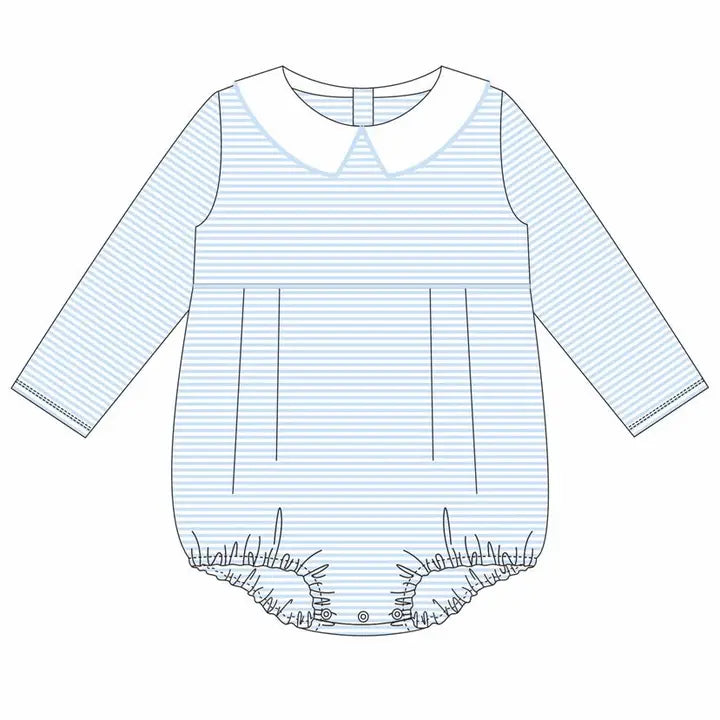 Long Sleeve Peter Pan Collar Bubble - Blue
