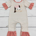 Girl's Baby Cow Applique Stripe Romper