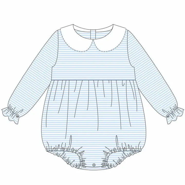 Long Sleeve Peter Pan Collar Bubble - Blue