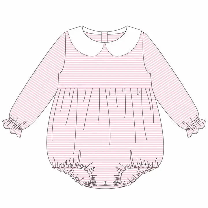 Long Sleeve Peter Pan Collar Bubble - Pink