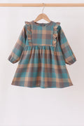 Teal Plaid Ruffle Dress