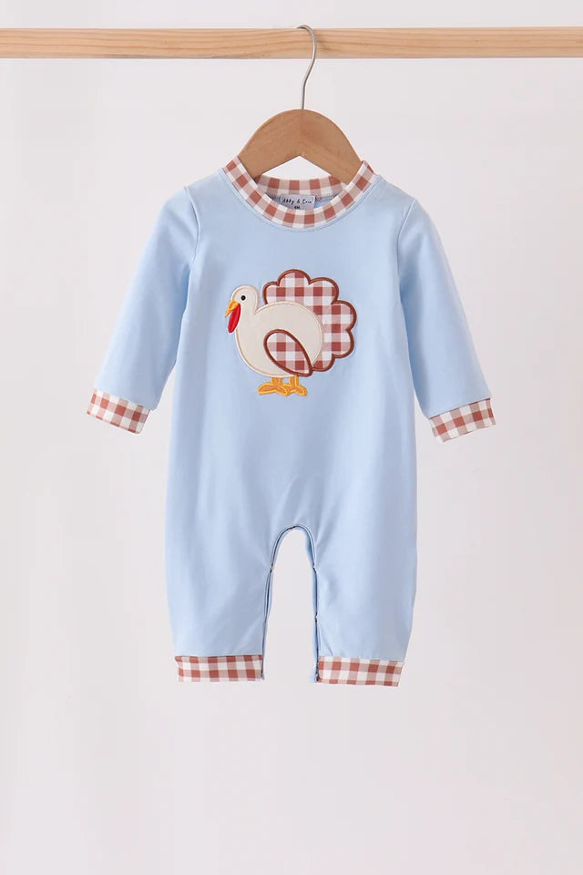 Blue Turkey Applique Romper